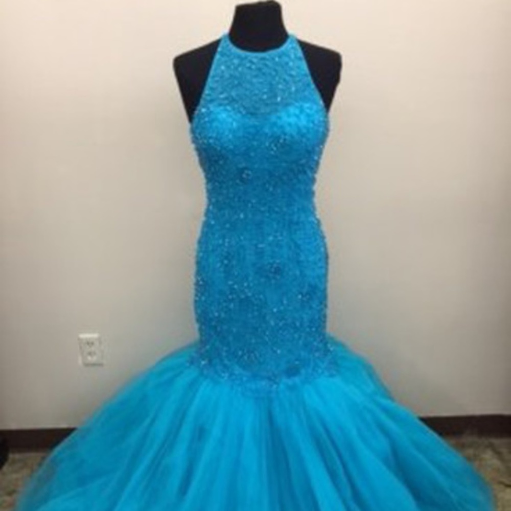 Sherri Hill Turquoise Mermaid Pageant/Prom Dress